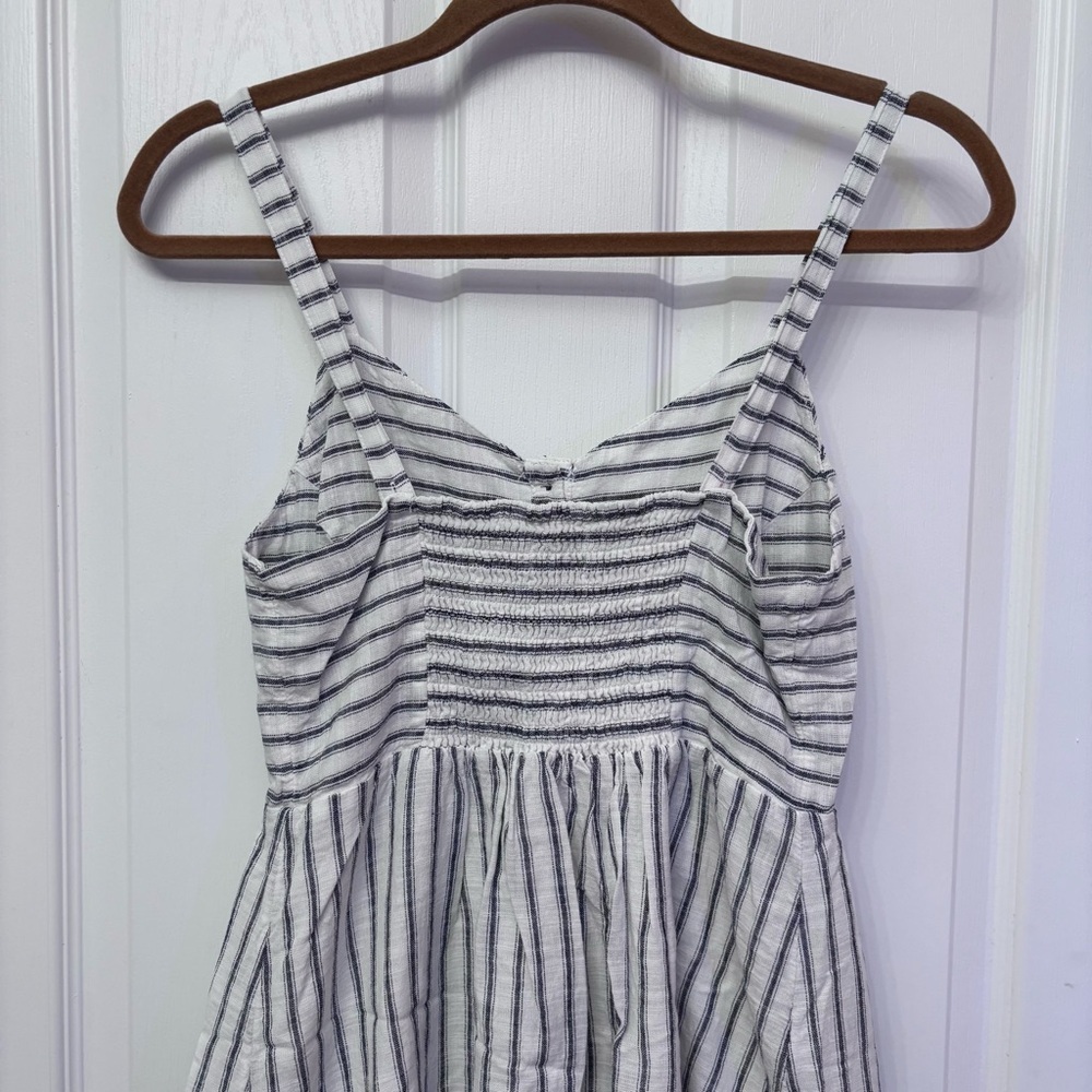 Cream Stripe Button Front Dress | Old Navy XS - Picture 8 of 10
